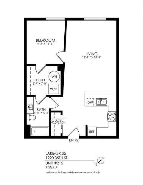 a floor plan of a 1 bedroom floor plan